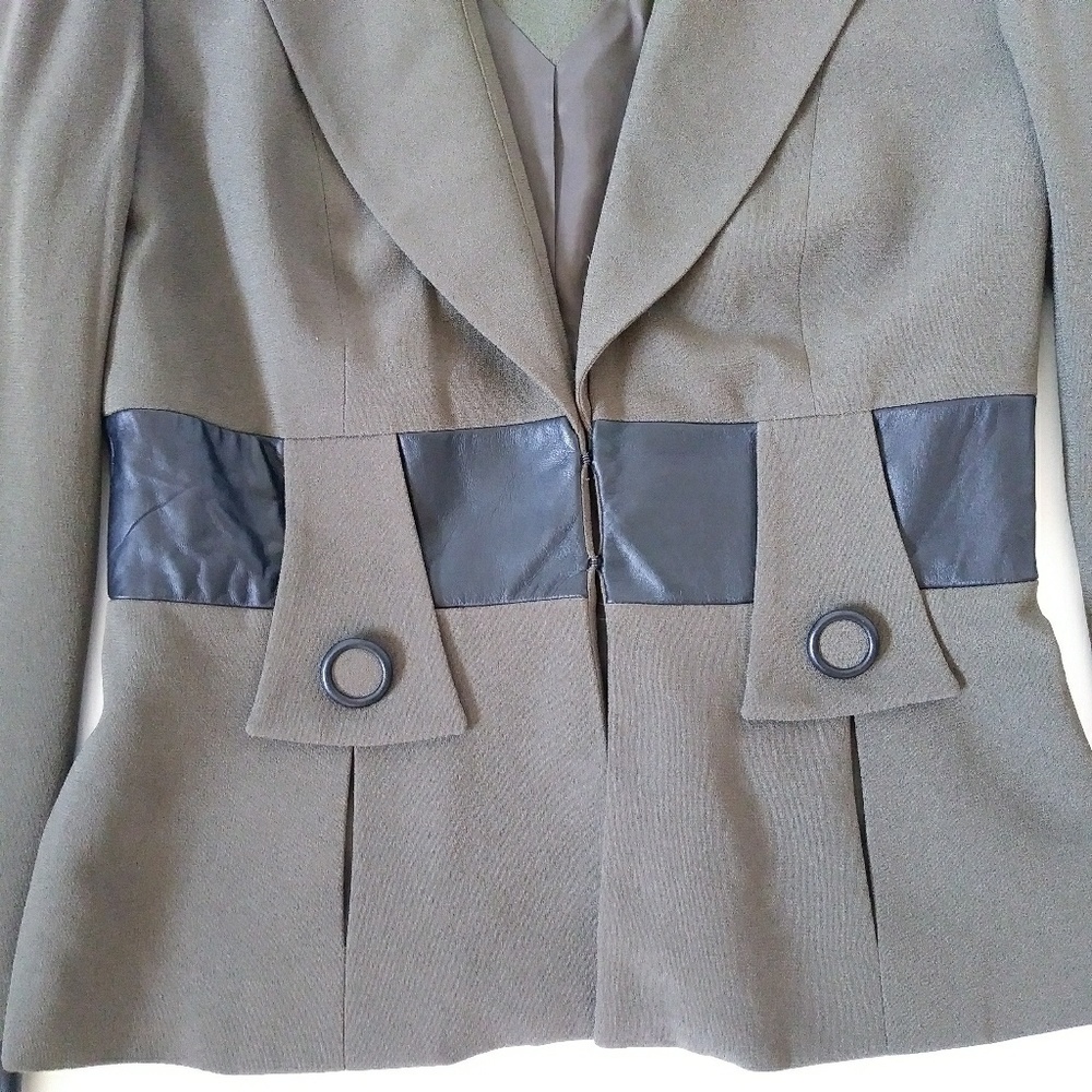 SOLD!! ZELDA Military Blazer Jacket Leather Olive - Picture 4 of 7